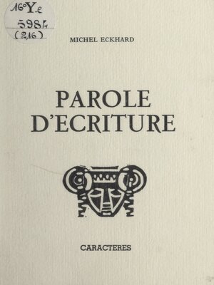 cover image of Parole d'écriture